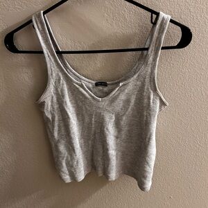 Brandy Melville Light Gray Ribbed Tank Top